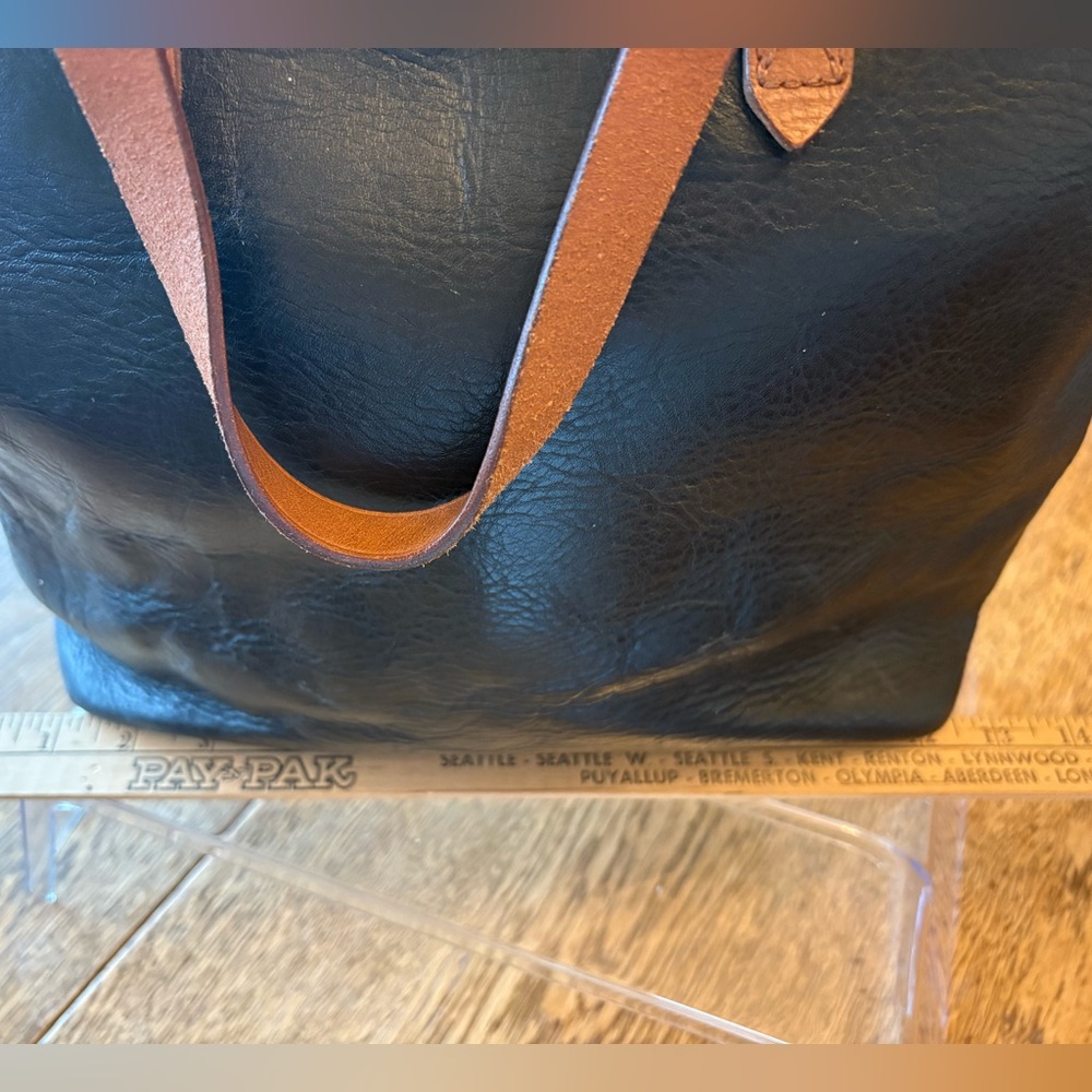 Madewell Black Leather Tote with Tan Straps - Picture 7 of 14